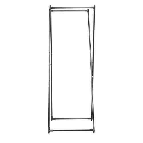 Image of Household Essentials Valet Folding Clothes Rack, Strong Metal X-Frame, Chic Design, Great for Guest and Dressing Rooms, Portable and Easy to Use, Folds Flat, Black