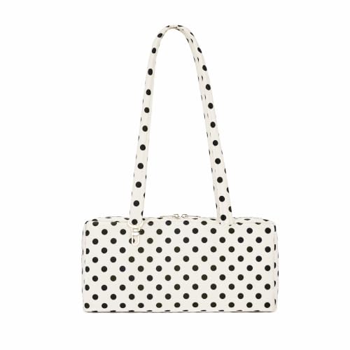 Small Polka Dot Bag Nylon Bowler Bag Purse for Women Womens Long Handle Handbag Tote Bag with Key Strap