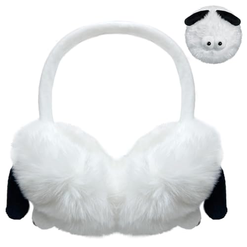 Bseical Ohrenwärmer Kinder,Ohrenwärmer Damen,Earmuffs Winter Warme,Plüsch Earmuffs Winter,Ohrenschützer Winter Cute (Hund – Weiß)