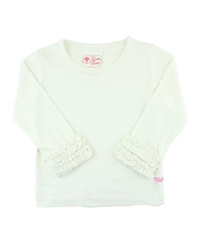 RuffleButts Girls Ivory Ruffled Long Sleeve Layering Tee - 2T