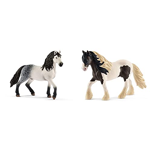SCHLEICH 13821 - Andalusier Hengst & 13831 Farm World Spielfigur - Tinker Hengst, Spielzeug ab 3 Jahren