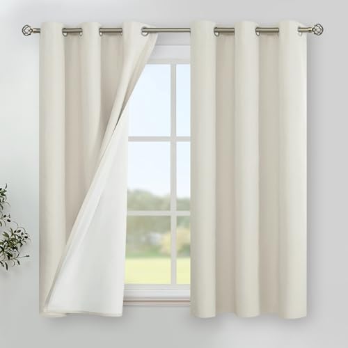 Image of YoungsTex 48 Inch Length Linen Blackout Curtains for Bedroom, Rustic Thermal Insulated Drapes with Grommet Room Darkening Privacy for Living Room Window, 2 Panels, 42 X 48 Inch