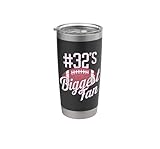 Número 32 Mayor Fan Fútbol Mamá Mujer Touchdown Game Day Vaso térmico de acero inoxidable de doble pared