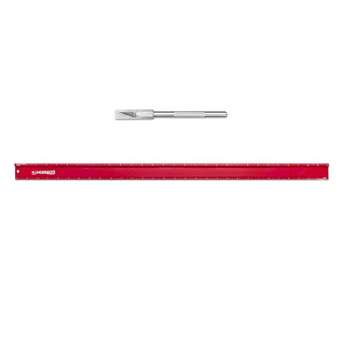 Alumicolor AlumiCutter Aluminum Straight Edge w/Blade for Office, School, Engineering and Framing, 30IN, Red