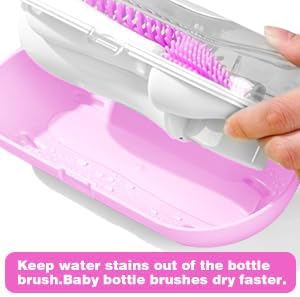 Miniatura 9 de Juego de cepillos para biberones con estante de secado, kit limpiador de biberones de viaje con cepillo para biberones, cepillo limpiador de