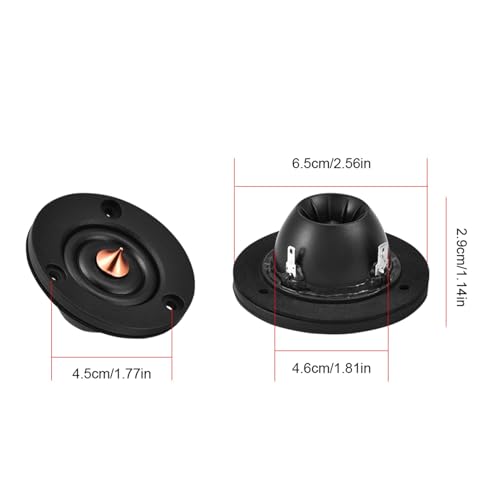Beufee 2PCS Hochtöner-Lautsprecher, 2 Zoll 4Ohm 4ω 30W Seidenfilm-Kuppel-Hochtöner-Kuppel-Autolautsprecher Höhenlautsprecher Hoher Lautsprecher Für HiFi-Lautsprecher Schwerer Basslautsprecher
