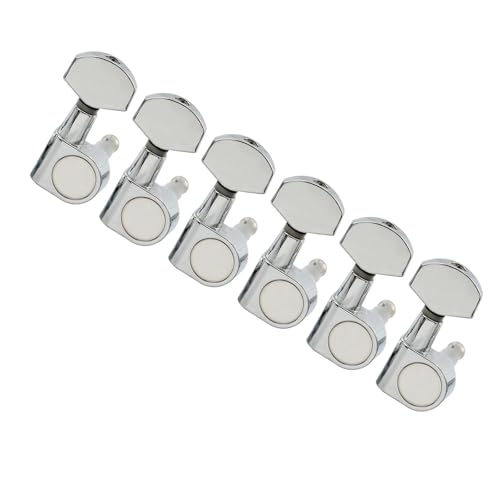 ペグ マシンヘッド 6インライン 15:1 比率 2ピン フルシールマシンヘッド チューナー チューニングペグ キー SQ ST TLスタイル エレキギター用(Nickel)