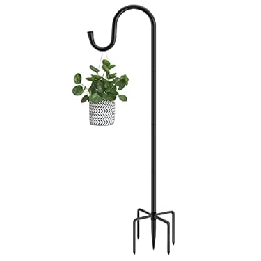 AMAZON - MIUVIBENI Shepherds Hooks for Outdoor, 48 Inches Garden Bird Feeder Pole for Hanging Bird Feeder, Plant Baskets, Solar Light Lanterns, Outdoor Plant Hanger Hook with 5 Base Prongs,1 Packs