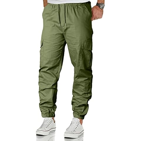 YAOBAOLE Men Waist Cargo Trousers Casual Hiking Sport Pant with Pocket Army Green M Cover