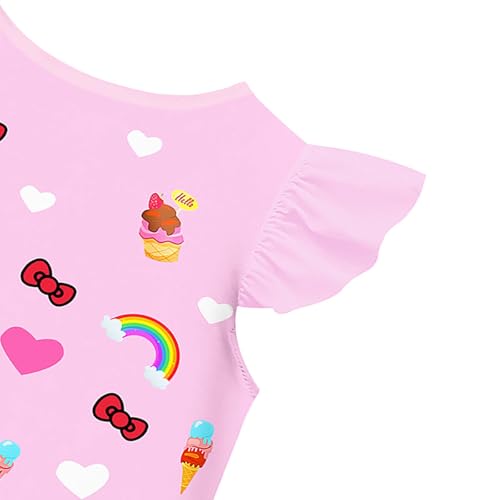 Girls Cute Summer Dresses Flutter Sleeve Casual Dress Gown 5-12 Years Old2