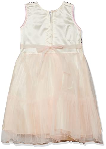 Image of MUHURATAM Girl's Net Fit and Flare Knee-Length Dress (FK-1001 Cream 22)