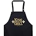 EXPRESS-STICKEREI King of The Grill fartuch do grillowania z wyszywanym napisem - fartuch dla króla grillowania, męski/damski, regulowany fartuch kucharski z kieszenią, fartuch kuchenny, męski z koroną tata/babcia/męża