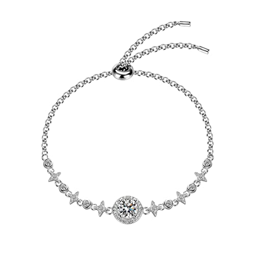 Bracelet Moissanite 1ct en argent 925 plaqué platine étincelant