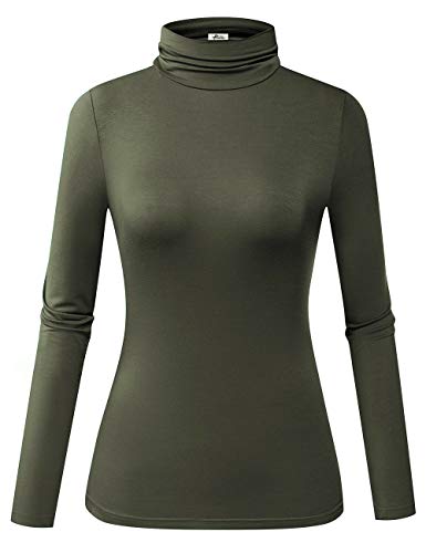 Image of Herou Womens Long Sleeve Turtleneck Slim Fitted Lightweight Casual Active Layer Tops Shirts