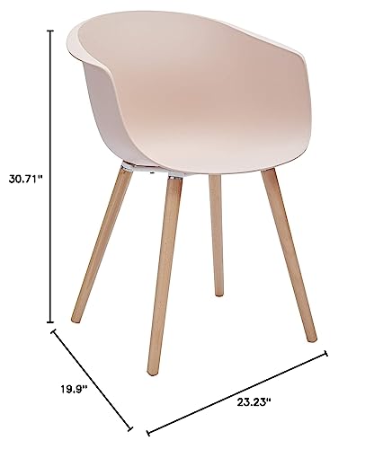 Amazon Brand - Rivet Alva Modern Curved-Back Plastic Dining Chair, 23.2"W, Nude Pink #TOP4