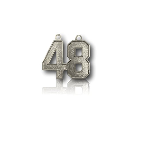 Number 48 Silver Plated Jersey Style Sports Necklace Charm Pendant (0.8