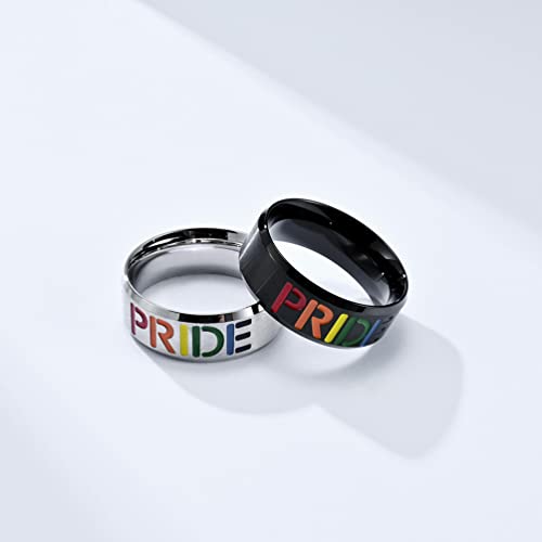 Unisex Stainless Steel Homosexuals Lesbian LGBT Gay Rainbow Flag Pride Signet Wedding Ring3