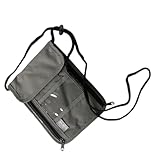 Mikikit Bolsa de Viaje Multifuncional para Cuello Portapasaporte con Compartimentos para Tarjetas y Teléfono Organizador Compacto Gris para y Crédito