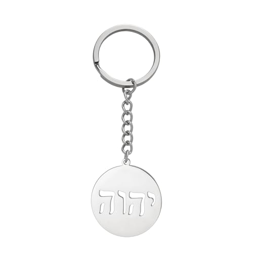 EUEAVAN Tetragrammaton Keychain YHVH YHWH Jehovah keyring Yeshua Blessed Prayer Hebrew Bible Names of God Jewelry Jewish Christian (silver)
