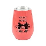 Disney Minnie & Mickey – Gobelet de voyage en acier inoxydable avec couvercle – Tasse de carnaval, grande tasse froide pour boissons, accessoires de maison et de cuisine – Cadeau romantique et mignon