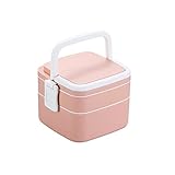GFJTJAO Lunchbox Almuerzo empacado portátil Apto para microondas para Caja Bento para Comida de Trabajo Contenedores de Alimentos para Ejercicios Almuerzo hermético(1L Powder White)