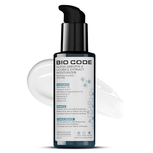 Image of Bio Code 1.5% Alpha Arbutin Brightening Moisturizer (100ml) - with 1% Tranexamic Acid, 1% Licorice & 2% Niacinamide | For Even Tone & Deep Hydration | AI-Enhanced Formula | Dermatologist Recommended