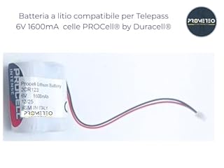 Batteria a litio compatibile per Telepass 2CR123A 6V 1600mA - Codice IEC CR17345