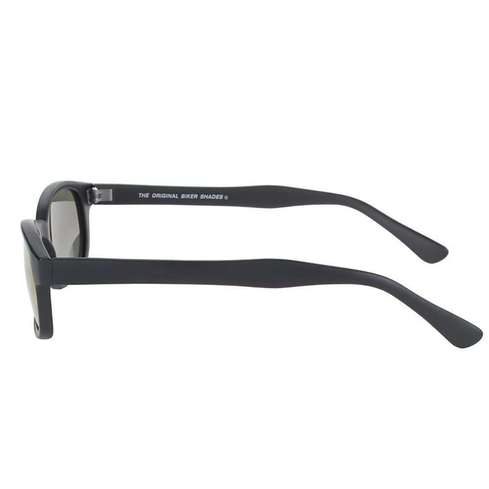 KD's 2000 - Occhiali da sole neri opachi Sport e Biker, da uomo e da donna, adatti sotto casco, moto, bicicletta, sci, lenti a specchio dorate UV400