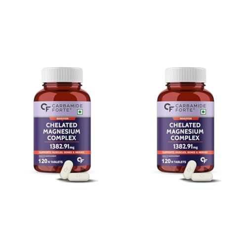 Image of Carbamide Forte Chelated Magnesium Glycinate Citrate Supplement 1382.91mg Per Serving - 120 Veg Tablets (Pack of 2)