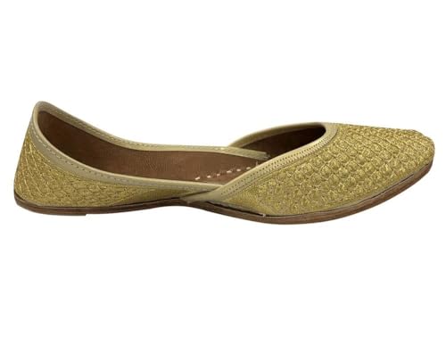 Punjabi Jutti for Women Gold Zari Handmade Shoes Soft Flat Mojari Beaded Traditional Formal Ethnic Designer Jooti4