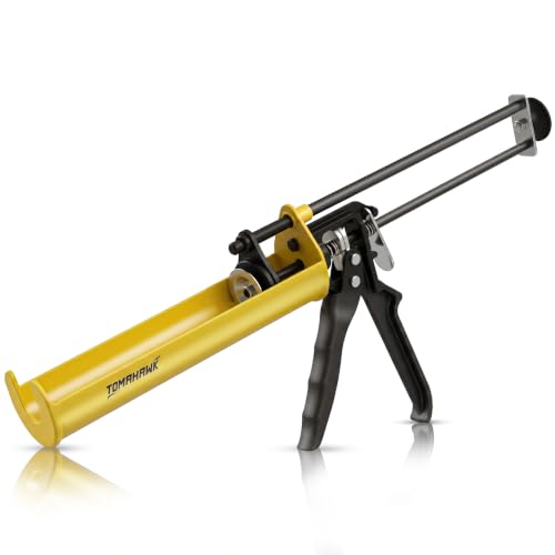Image of TOMAHAWK TCRG-1A Fisher Type Heavy Duty Caulking Gun | Ratchet Pushing Rod | Professional Sealant Applicator for Silicone, Adhesives, Acrylic & Construction Sealants | Durable Metal Frame