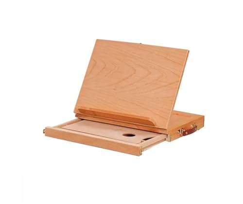 Caballete Pintura Organizador de caballete madera con cajón, tablero dibujo plegable y organizador pintura(Color 1)