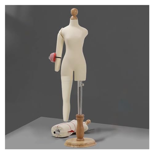 JDXQBLD 1/2 1/3 1/4 Size Mini Female Mannequin for Sewing Clothes/Pattern Making Half Scale Dress Forms with Flexible Arm Leg and Wooden Stand Fully Pinnable Tailo，White 1/4 Size