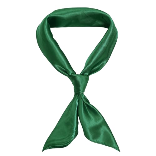 jerbro Damen Chiffon Seidentuch Schals Seidenschal Bandana Halstuch Kopftuch Geschenk Frauen Mädchen Halloween Karneval Kostüm Zubehör 60 * 60 cm (Dunkelgrün, 60 * 60 cm/23.6 * 23.6 in)