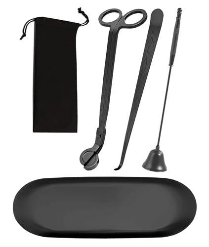 La mejor selección de Juegos de velas para comprar online. 47 AZULDIMEN Juego de Accesorios para Velas 4 en 1 con Bandeja de Almacenamiento, recortador de mechas, apagavelas, y enderezador de mechas, Ideal para Regalo (4, Negro)