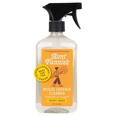 Aunt Fannie's All Purpose Wood Spray Cleaner, No-Wax Formula, Perfect for Wood Tables, Walls, Counters & Shelves, 16.9 Ounces, Lemon Scent (Pack of 1), Packaging May Vary Cover