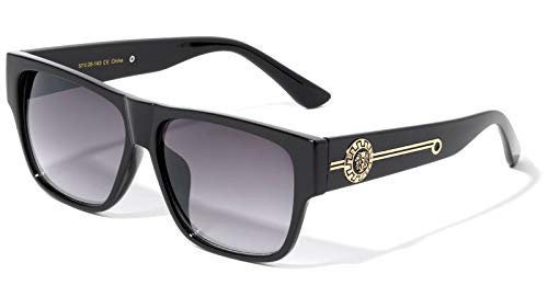 Kleo Lion Head Medallion Classic Square Luxury Sunglasses