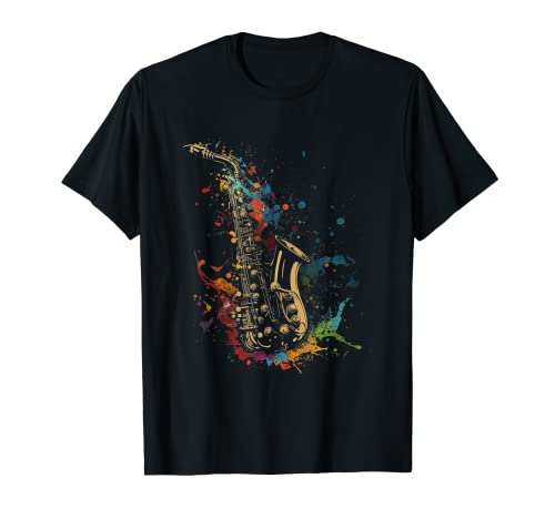 Saxophone Splash Art Musician Wind Music Jazz Saxophonist Camiseta