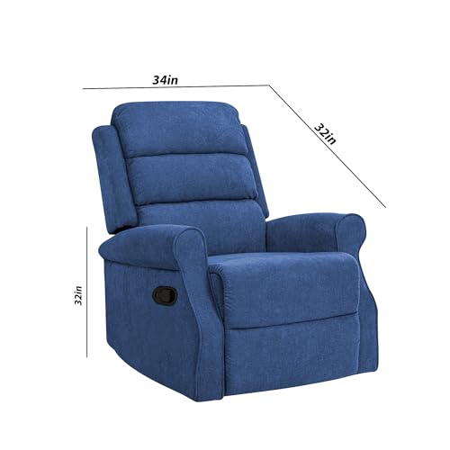 Image of Comfy Fabric 1 Seater Recliner Sofa, Premium Upholstery with Soft Padding & Comfortable Cushions, Manual Recliner Chair for Home & Living Room | Blue