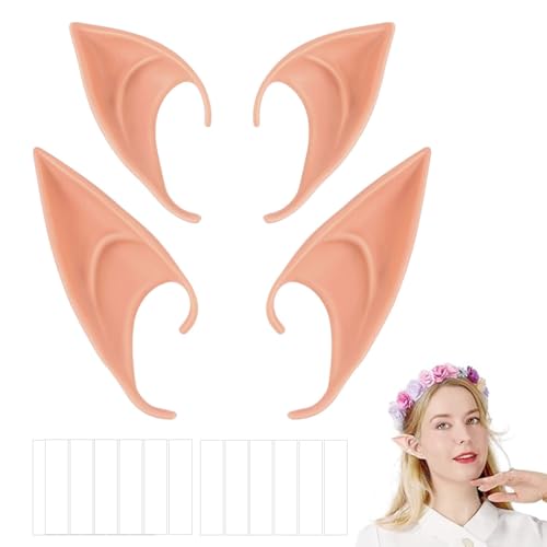 SGERUFZ 2 pares de orelhas de elfo macias de látex para crianças e adultos, orelhas de elfo para cosplay de elfos, Natal, Halloween, carnaval, decoração de festa