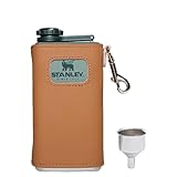 Spirit Flask Leather Case,for Stanley 8oz Legendary Classic, Protection Cover with Stainless Steel Funnel,Scratch-Resistant & Portable - Not Spirit Flask (Brown)