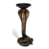 Resin King Cobra Snake Statue Candle Holder, Coiled Snake Figurine Sculpture for Home Office Desk Decoration, Garden Yard Outdoor Halloween Decor, Unique Animal Candle Stand Centerpiece
