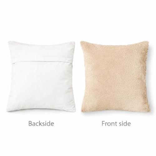 Image of Premium Faux Rabbit Fur Cushion Cover 16X16 Inch - Set of 1 | Soft Plush Decorative Square Throw Pillow Covers with Velvet Back, Washable Cushion Covers for Sofa, Couch & Bed - [Beige]