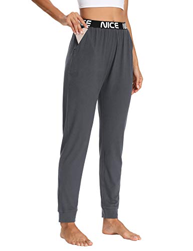 ZJCT Womens Yoga Sweatpants Workout Active Joggers Pants Comfy Casual Dressy Elastic Waist Lounge Pants with Pockets Dark Gray M