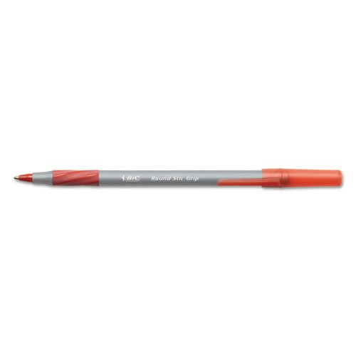 (Lot de 3 Value Bundle) Bicgsmg11rd Ultra Round Stic Grip Stylo à bille Stick Pen, encre rouge, Medium, Douzaine