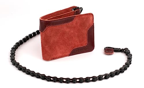 Trip Machine Company Rodeo Motorcycle Genuine Leather Chain Wallet for Men (Cherry Red)