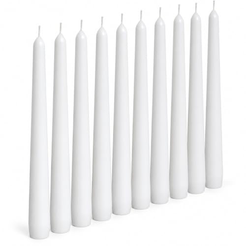 1ABOVE 50 Pack Tapered Dinner Candles | Unscented - Slow Burning Candles | Multi-Purpose | Smokeless Candles (White)