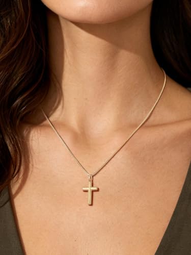 Image of U7 Cross Necklace for Women,Silver /14K Gold Plated Cross Necklace with 18-20 inch Box Chain,Tiny /Medium /Large Cross Pendant Necklace Religious Necklaces Christian Jewelry Gift for Her