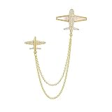 Dainty Airplane Brooch Pin for Women Girls Cubic Zirconia Rhinestone Chain Tassel Aircraft Plane Lapel Pin Dress Banquet Jackets Hats Scarf Accessories Brooches Pins Fashion Flight Attendant Uniform