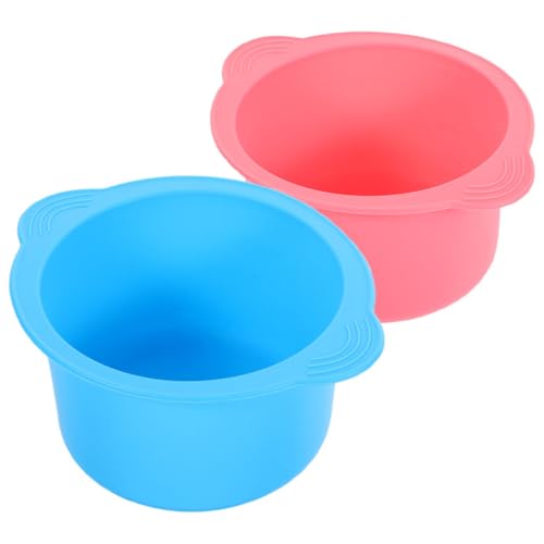 Lurrose Calentador de Cera 2 Piezas 400 Ml Revestimiento de Silicona Resistente Alta Temperatura, Cuenco para Depilación Profesional en Rosa y Azul, Repuesto para Máquina de Cera y Spa